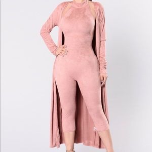 Mauve jacket/cardigan long length w/belt